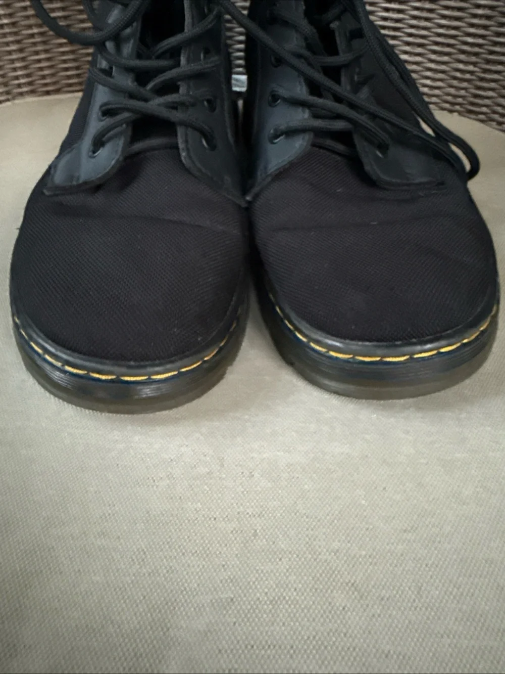 Converse Black Lace-Up Tactical Boots with Yellow Welt Stitching